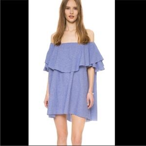 Australia MLM blue check off shoulder dress